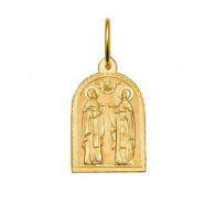 Золотой образок "Св. Петр и Феврония Муромские" из красного золота 585 пробы фото