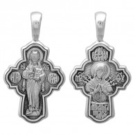 Крест "Господь Вседержитель. Икона Божией Матери "Семистрельная" из серебра 925 пробы с чернением фото