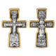 Распятие с предстоящими. Святой Николай Чудотворец. Крест нательный из серебра 925 пробы с позолотой и чернением