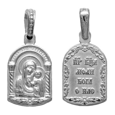 Образок нательный с молитвой "Пресвятая Богородице, спаси нас" из серебра 925 пробы фото