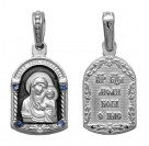 Образок с ликом Казанской Богородицы с фианитами из серебра 925 пробы