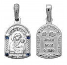 Образок "Казанская Богородица" с фианитами, на обороте краткая молитва из серебра 925 пробы