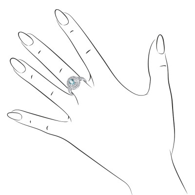 Кольцо с цирконами и топазом из серебра 925 пробы фото