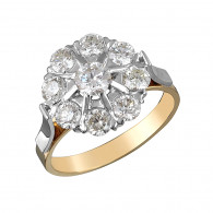 Кольцо с бриллиантами из комбинированного золота 750 пробы фото