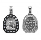 Казанская икона Божией Матери. Образок нательный украшен фианитами из серебра 925 пробы
