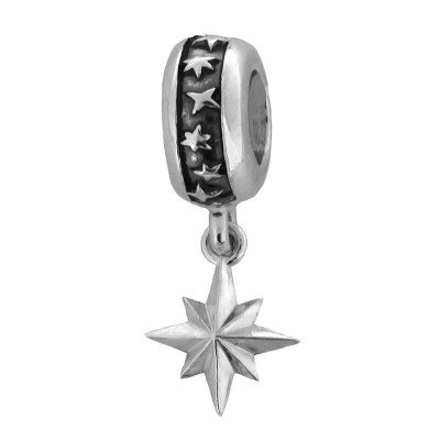 Бусина "Рождественская звезда" из серебра 925 пробы с чернением фото