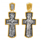 "Распятие. Святой Георгий". Крест из серебра 925 пробы с позолотой и чернением