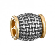 Бусина "Корзиночное плетение" из оксидированного серебра 925 пробы с желтой позолотой фото