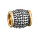 Бусина "Корзиночное плетение" из оксидированного серебра 925 пробы с желтой позолотой
