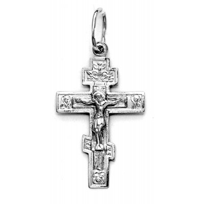Крест с Распятием из серебра 925 пробы с родиевым покрытием фото