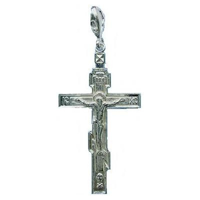 Православный крест с Распятием из серебра 925 пробы фото