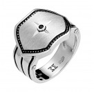 Кольцо с сапфиром и эмалью из серебра 925 пробы цвет металла белый