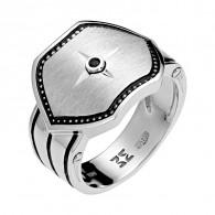 Кольцо с сапфиром и эмалью из серебра 925 пробы фото