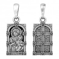 Иверская икона Божией Матери. Образок из серебра 925 пробы с чернением фото
