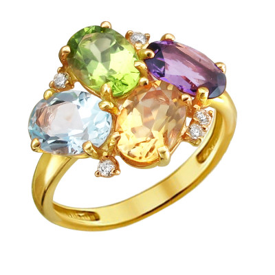 Кольцо с цветным камнем