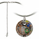 Колье-подвеска с муранским стеклом, текстильным шнурком и  фианитами из серебра 925 пробы
