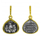 Образок "Святая Троица" из серебра 925 пробы с желтой позолотой