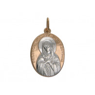 Икона Пресвятой Богородицы из красного золота 585 пробы с родиевым покрытием фото