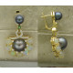 Серьги с жемчугом, опалами, бриллиантами и тсаворитами из желтого золота 585 пробы
