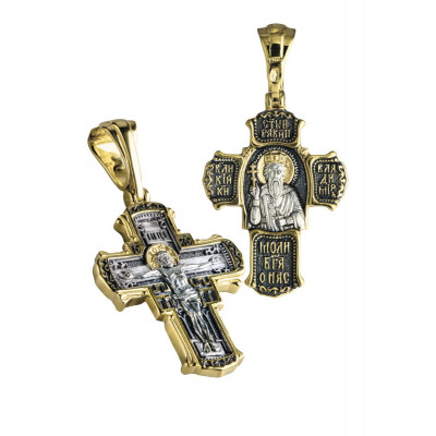 Крест "Князь Владимир" из серебра 925 пробы с позолотой и чернением фото