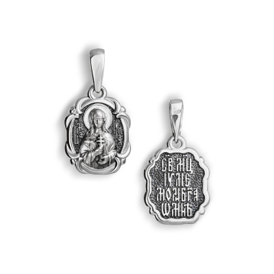 Иконка нательная "Святая Иулия" из серебра 925 пробы с чернением фото
