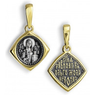 Икона нательная "Святая Ольга" из серебра 925 пробы с позолотой и чернением фото