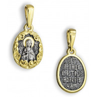 Икона нательная "Святая Анастасия" из серебра 925 пробы с позолотой и чернением фото