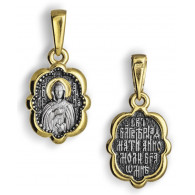Икона нательная "Святая Анна Кашинская" из серебра 925 пробы с позолотой и чернением фото