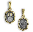 Икона нательная "Святая Анна Кашинская" из серебра 925 пробы с позолотой и чернением