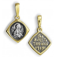 Икона нательная "Святая Татьяна" из серебра 925 пробы с позолотой и чернением фото