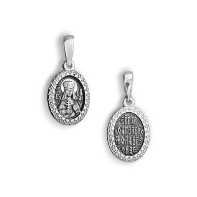 Икона нательная "Святая Елена" из серебра 925 пробы с чернением фото