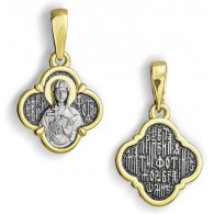 Икона нательная "Святая Светлана" из серебра 925 пробы с позолотой и чернением фото