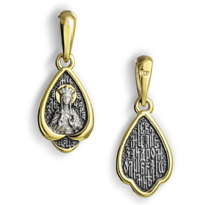 Икона нательная "Святая Александра" из серебра 925 пробы с позолотой и чернением фото