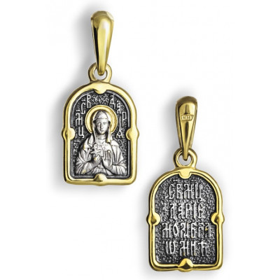 Икона нательная "Святая Дарья" из серебра 925 пробы с позолотой и чернением фото