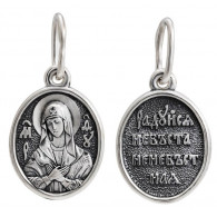 Образок "Икона Бижией Матери Умиление" из серебра 925 пробы с чернением фото
