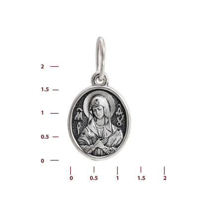 Образок "Икона Бижией Матери Умиление" из серебра 925 пробы с чернением фото