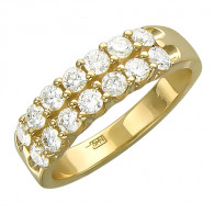 Кольцо с бриллиантами из желтого золота 585 пробы фото