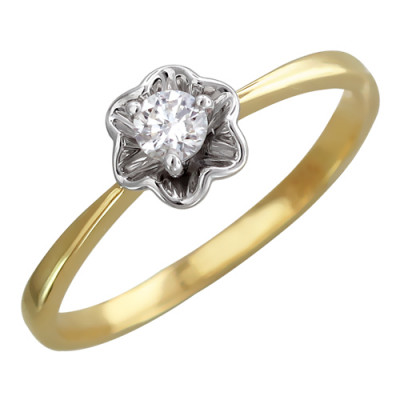 Кольцо с бриллиантом из желтого золота 585 пробы фото