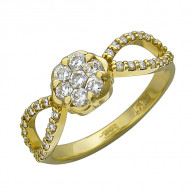 Кольцо с бриллиантами из желтого золота 750 пробы фото