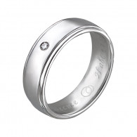 Обручальное кольцо с бриллиантом из белого золота 585 пробы фото