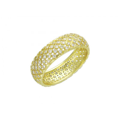 Обручальное кольцо с бриллиантами из желтого золота 750 пробы фото