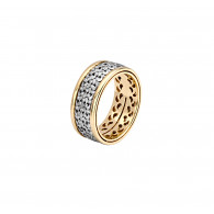 Обручальное кольцо с бриллиантами из комбинированного золота 750 пробы фото