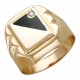 Кольцо с эмалью и фианитом из красного золота 585 пробы