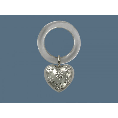 Погремушка "Сердце" из серебра 925 пробы в подарочном футляре фото