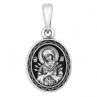 Семистрельная икона Богородицы. Подвеска из серебра 925 пробы с чернением фото