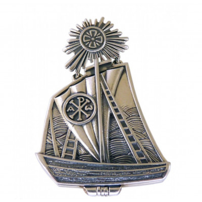 Подвеска "Корабль православия" на шнурке из серебра 925 пробы фото