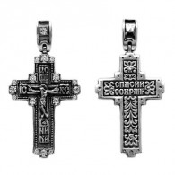 Крест с фианитами из серебра 925 пробы с чернением фото