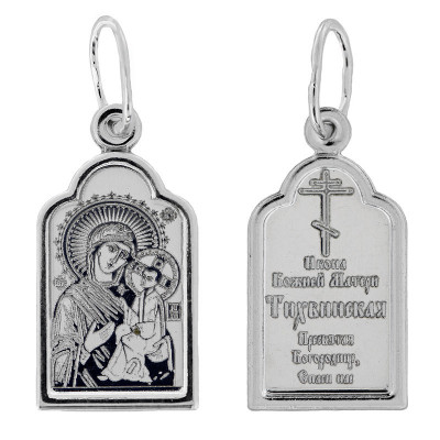 Икона Божией Матери Тихвинская из серебра 925 пробы фото