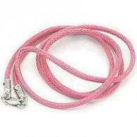 Хлопчатобумажный шнурок розовый из серебра 925 пробы с родированием фото