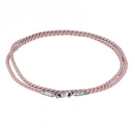 Шёлковый светло-розовый шнурок из серебра 925 пробы с родированием фото